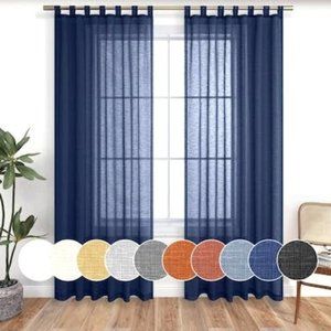 KOUFALL Navy Blue Sheer Curtains 63x52 Inches 2 Panels Set